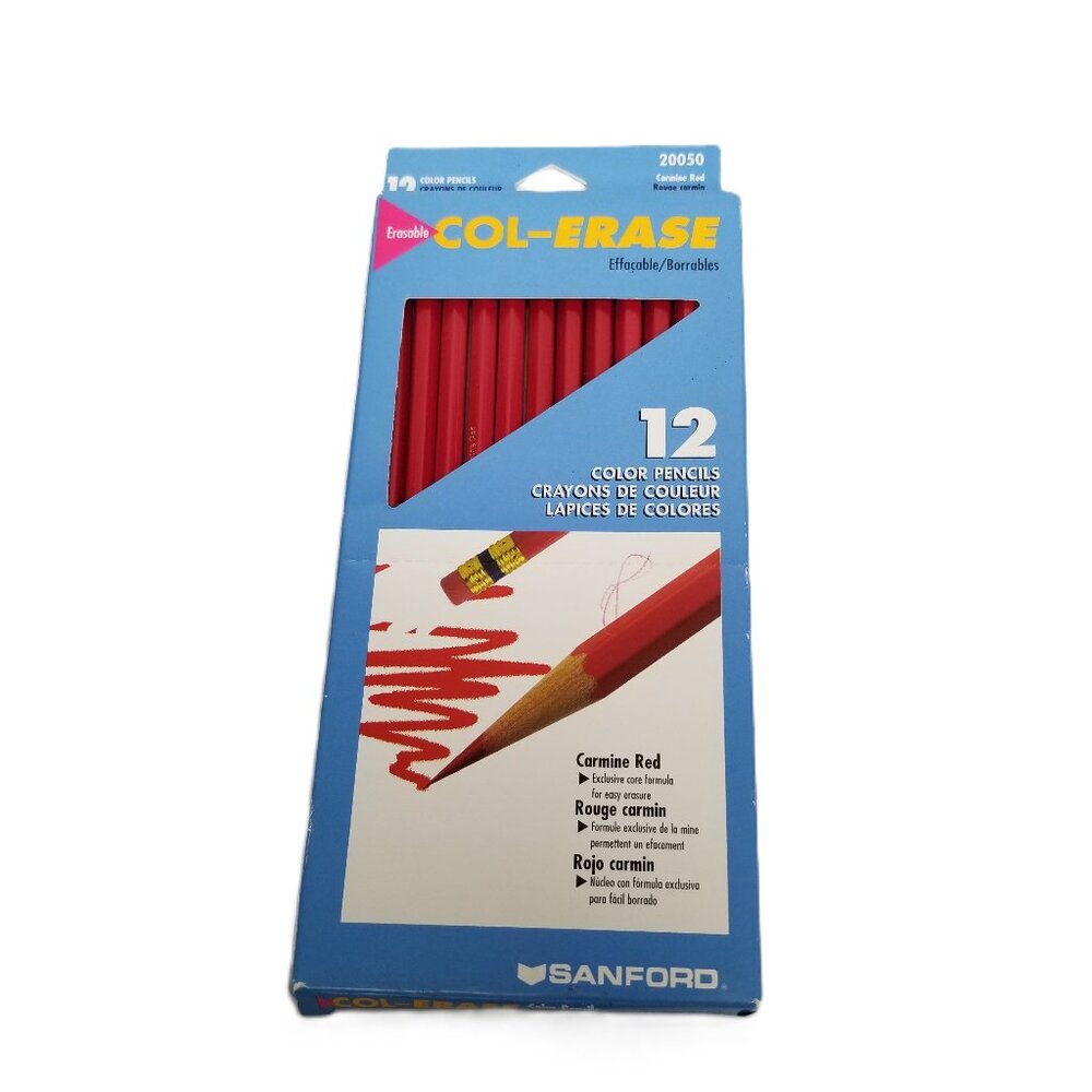 Sanford Col-Erase Erasable Colored Pencils Carmine Red 12 Pack Vintage USA Made